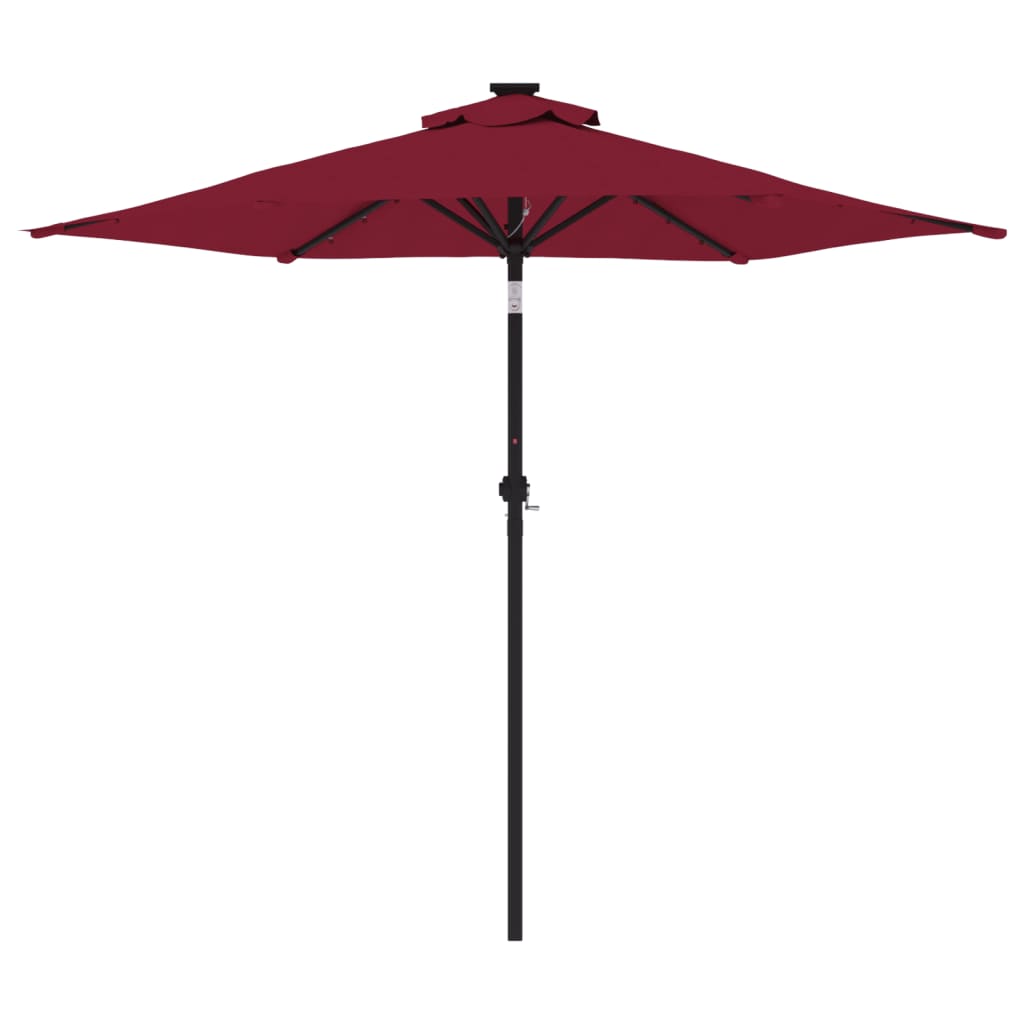 Ombrellone Giardino LED Palo Acciaio Rosso Bordò 225x225x212 cm