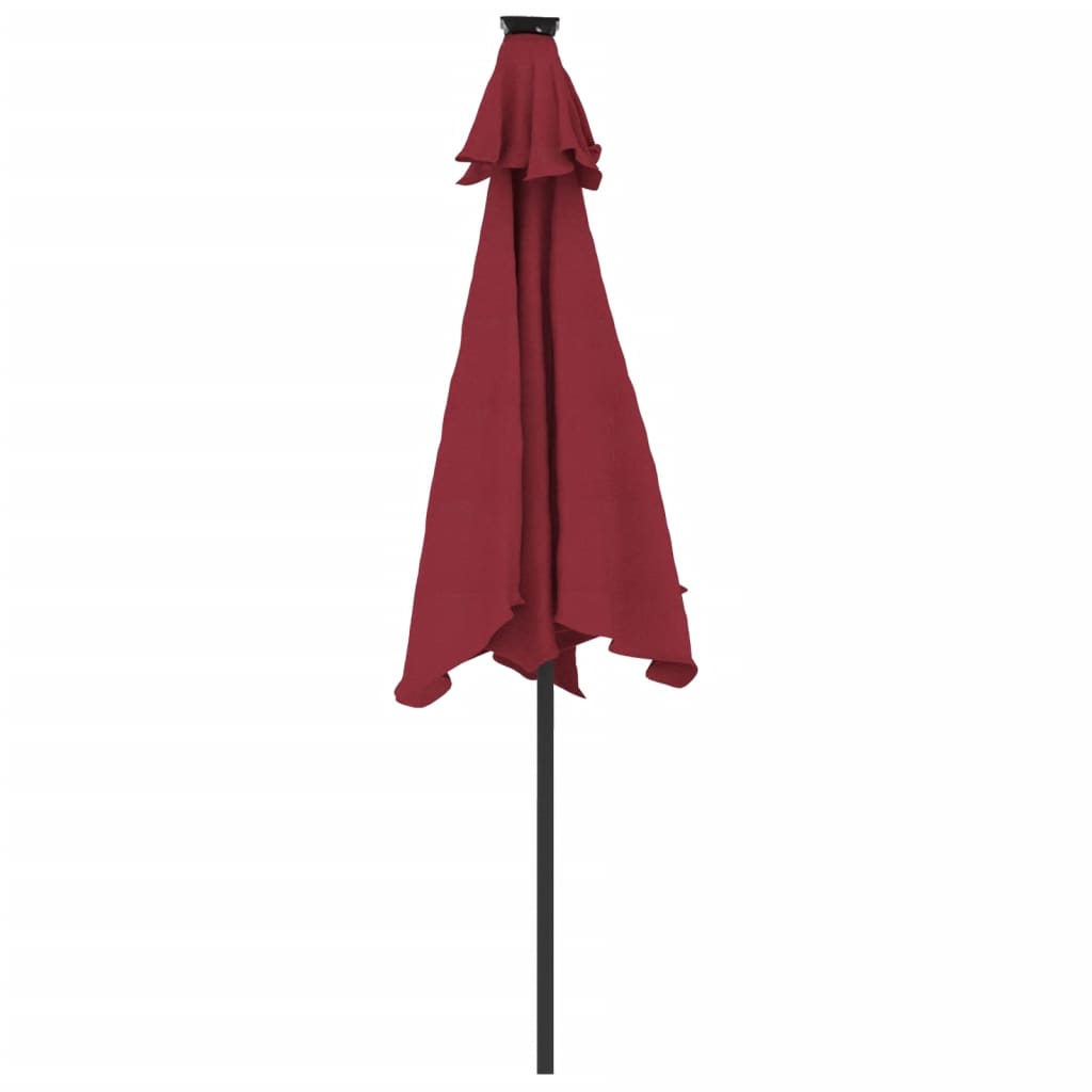 Ombrellone Giardino LED Palo Acciaio Rosso Bordò 225x225x212 cm