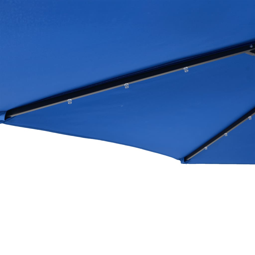 Ombrellone Giardino con LED Palo Acciaio Azzurro 225x225x212 cm