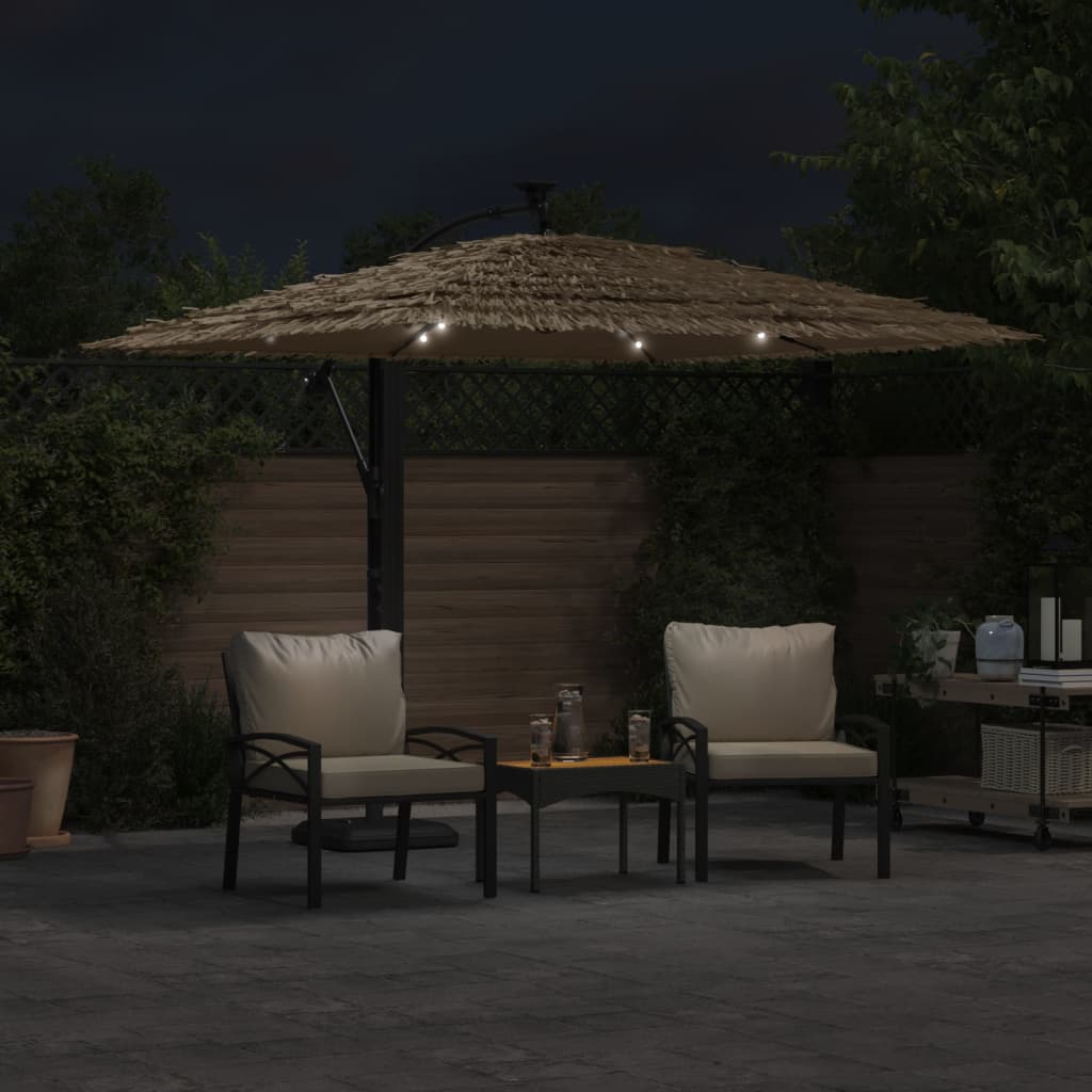 Ombrellone Giardino LED e Palo in Acciaio Marrone 246x246x230cm