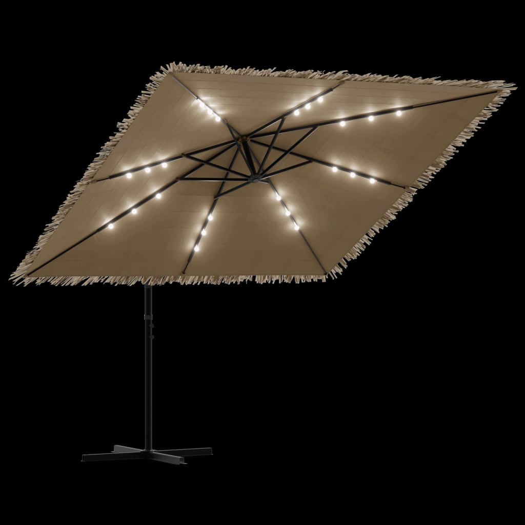 Ombrellone Giardino LED e Palo in Acciaio Marrone 246x246x230cm