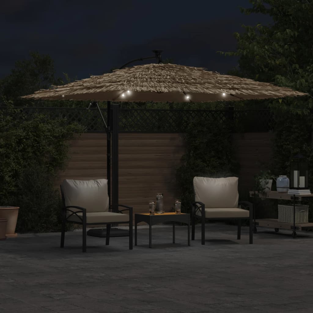 Ombrellone Giardino LED e Palo in Acciaio Marrone 290x290x238cm