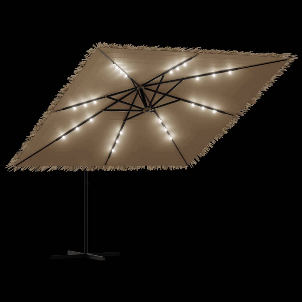 Ombrellone Giardino LED e Palo in Acciaio Marrone 290x290x238cm