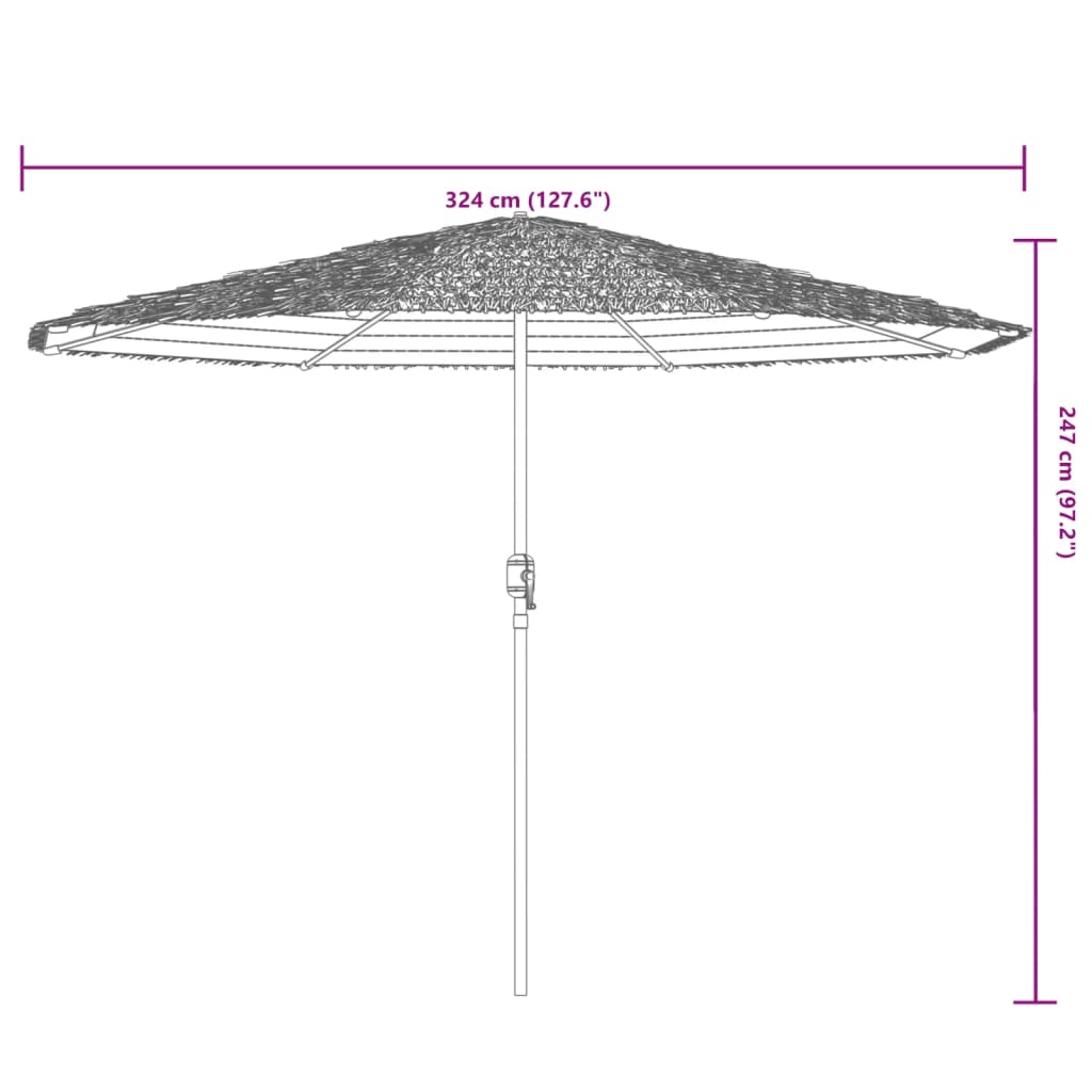 Ombrellone Giardino con Palo in Acciaio Marrone 324x324x247 cm