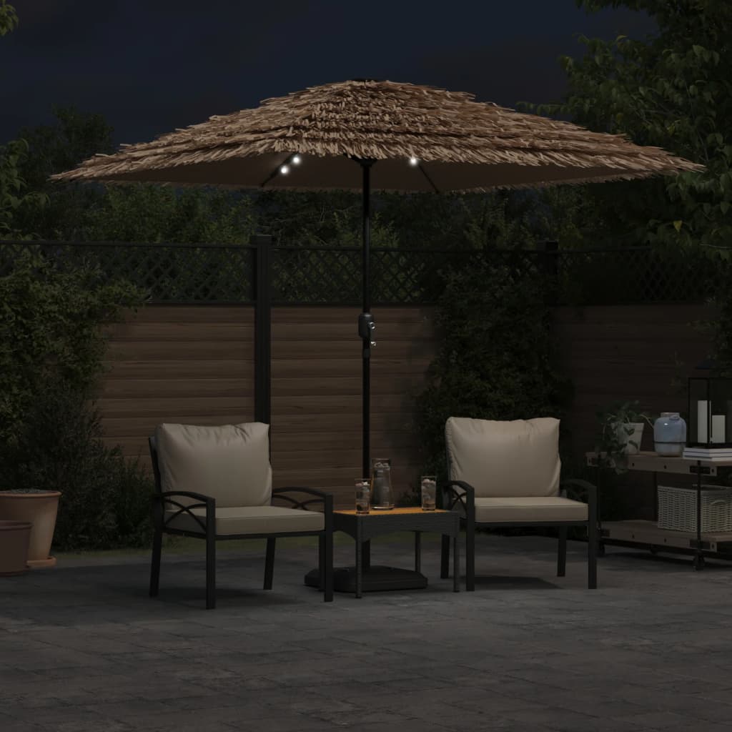 Ombrellone Giardino LED e Palo in Acciaio Marrone 248x248x248cm