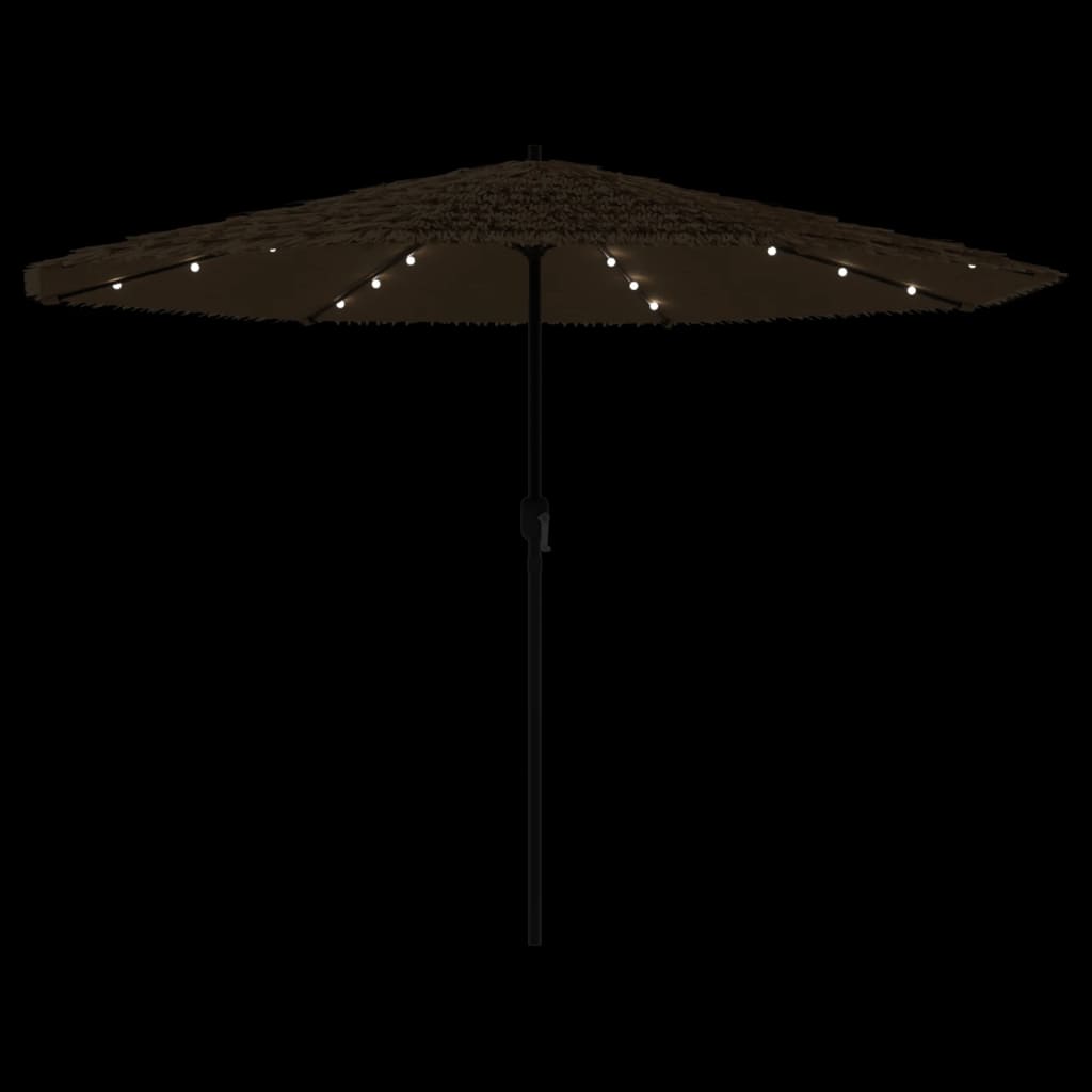 Ombrellone Giardino LED e Palo in Acciaio Marrone 388x388x248cm