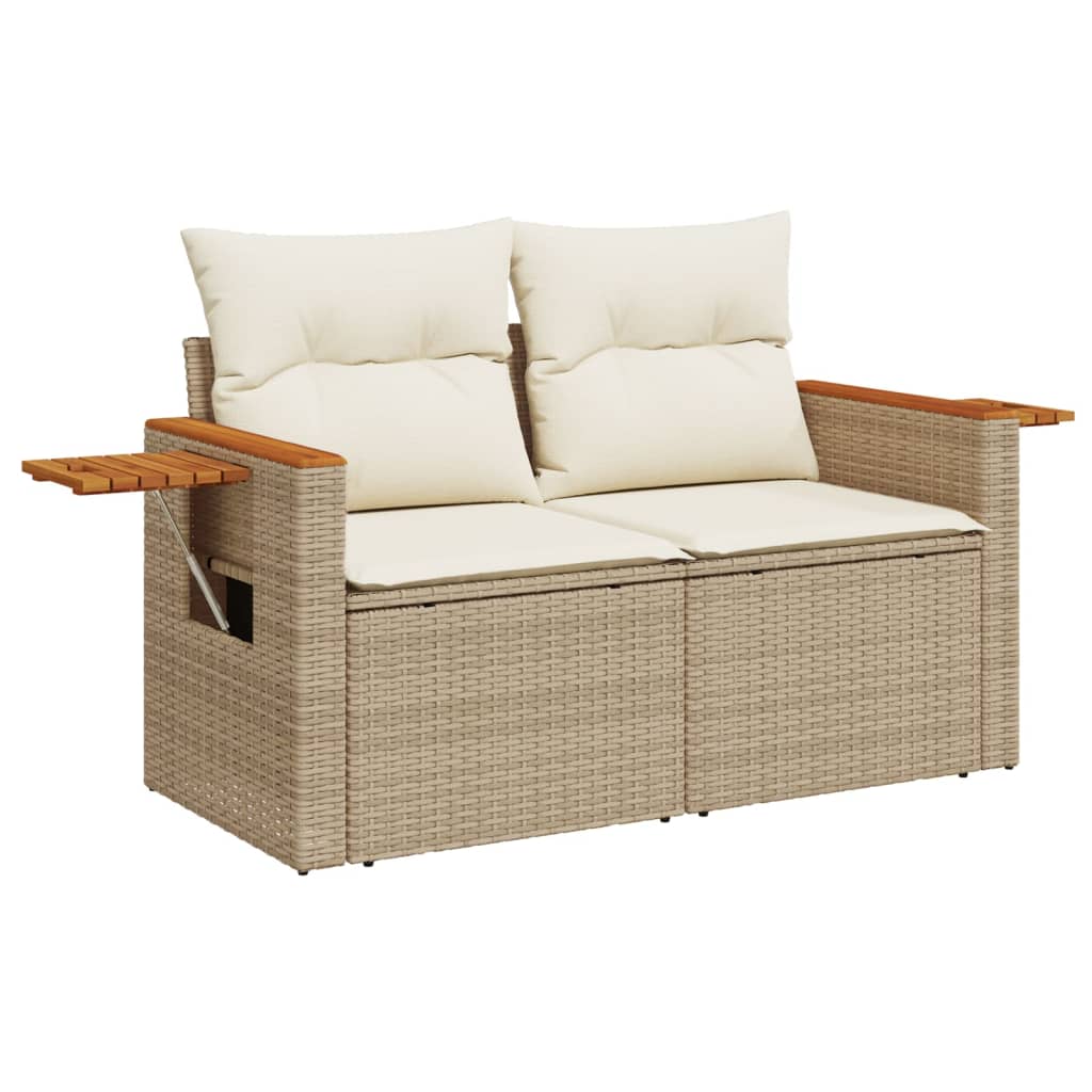 Set Divano da Giardino 5 pz con Cuscini Beige in Polyrattan