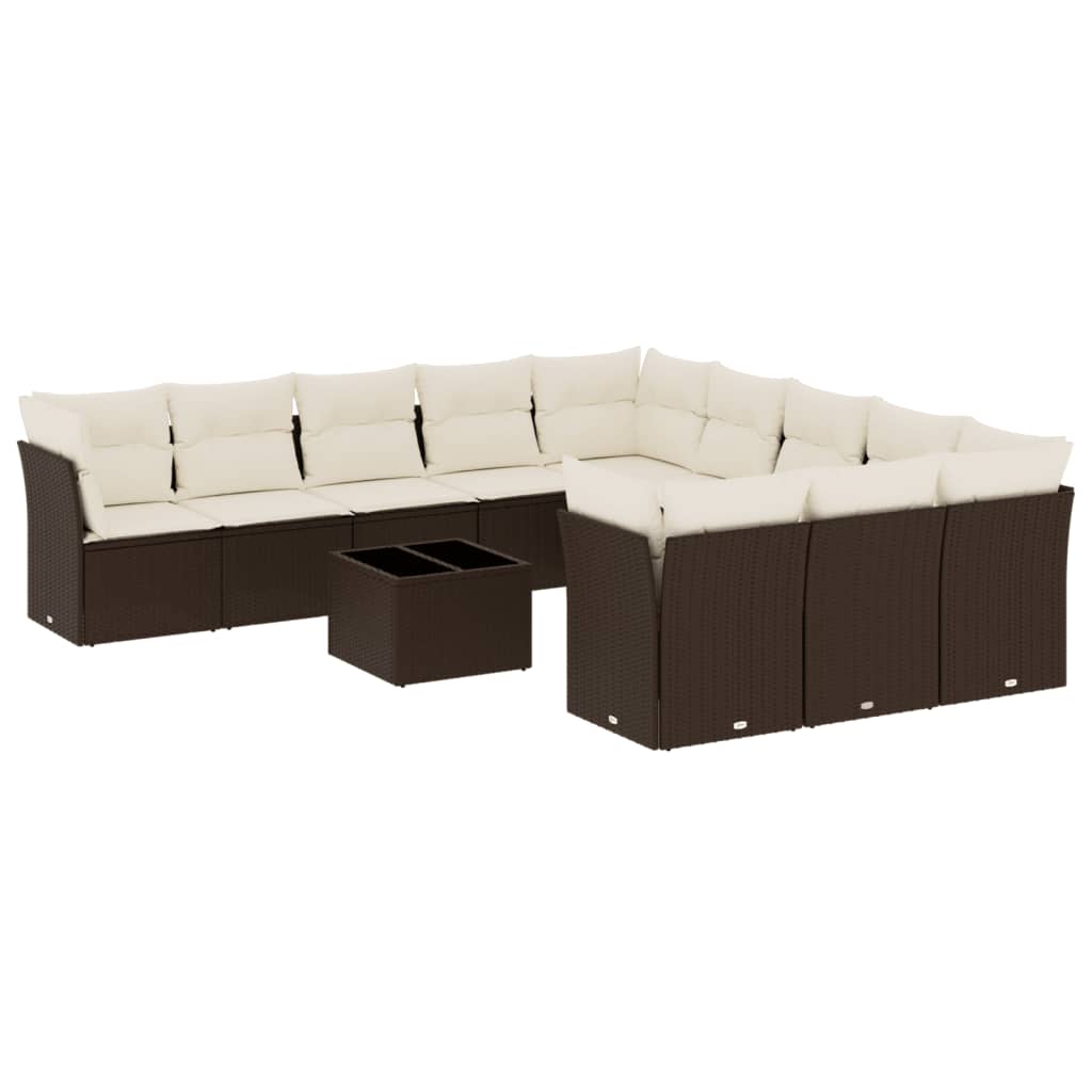 Set Divani da Giardino 12 pz con Cuscini Marrone in Polyrattan