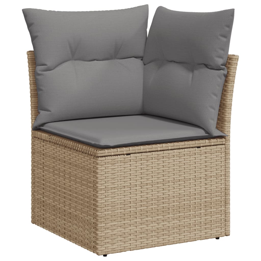 Set Divano da Giardino 6 pz con Cuscini Beige in Polyrattan