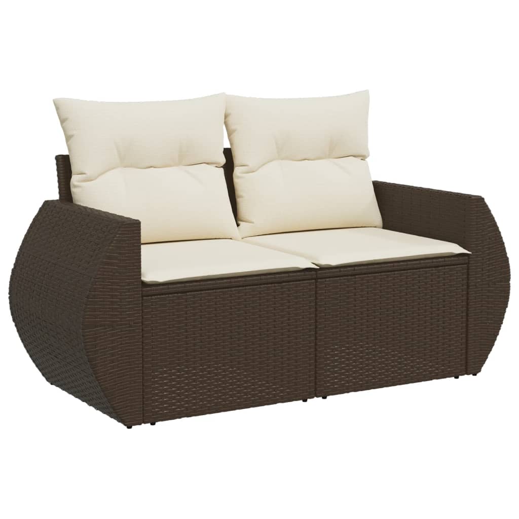 Set Divani da Giardino 8 pz con Cuscini Marrone in Polyrattan