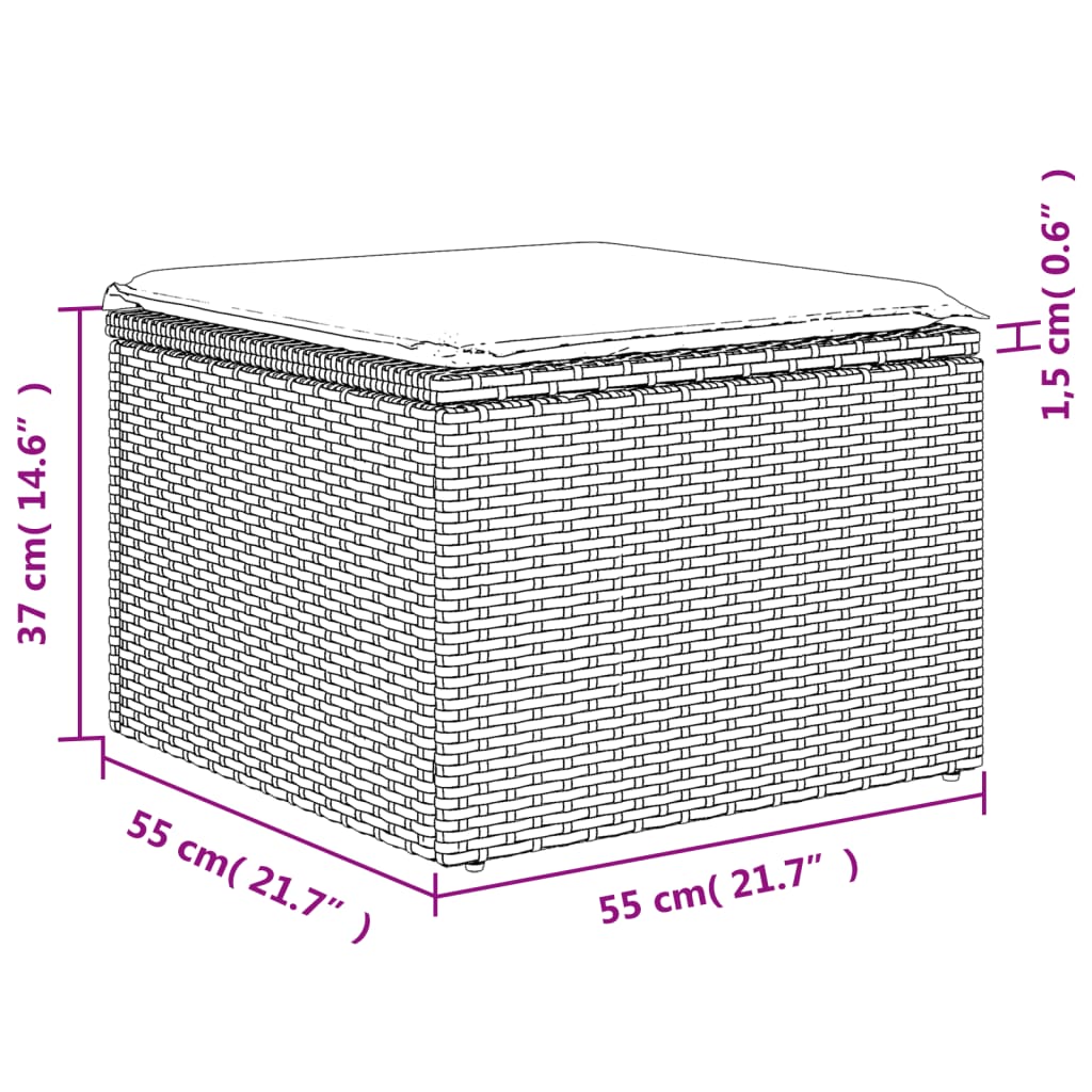 Set Divano da Giardino 4 pz con Cuscini Marrone in Polyrattan