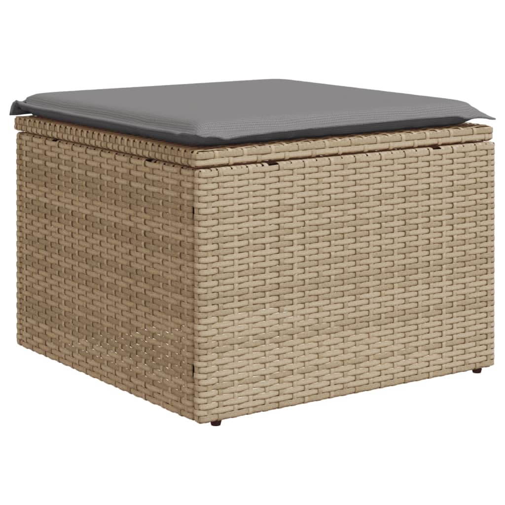 Set Divano da Giardino 9 pz con Cuscini Beige in Polyrattan