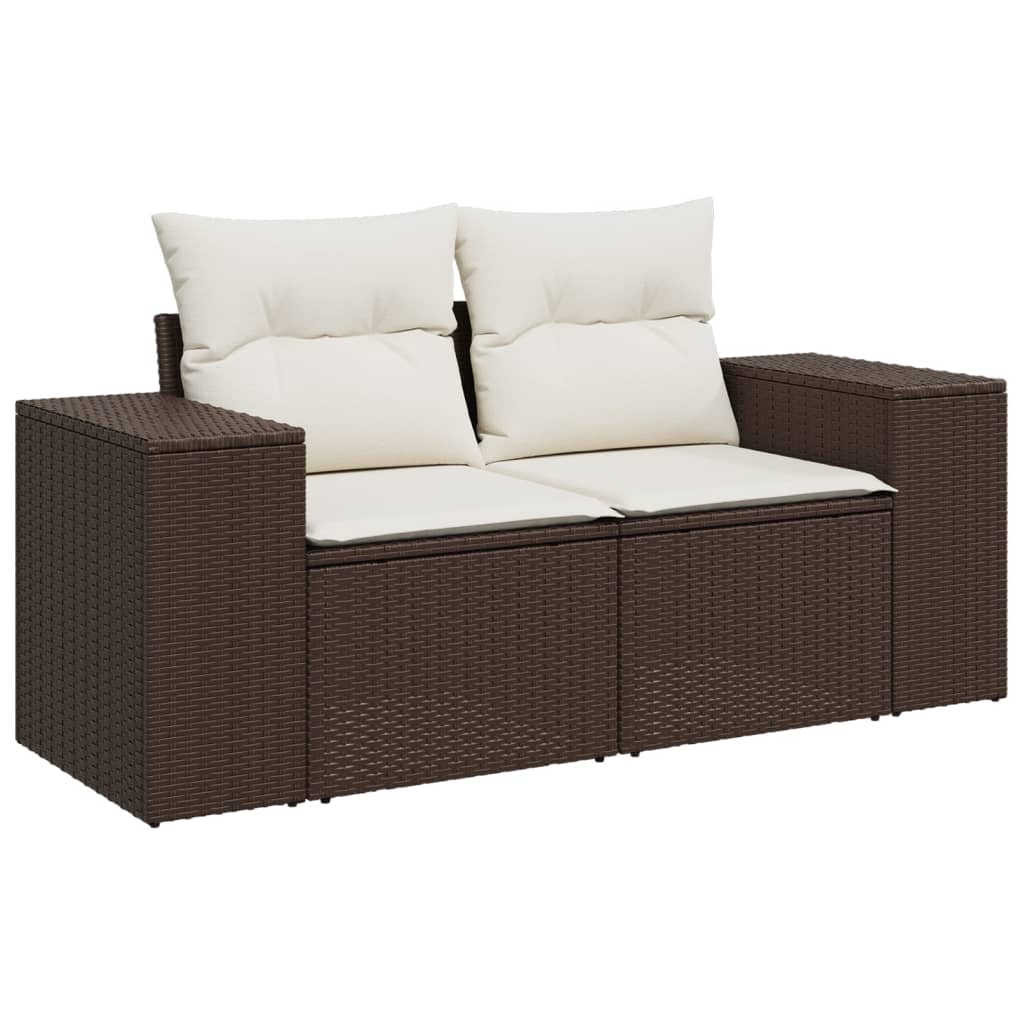 Set Divano da Giardino 6 pz con Cuscini Marrone in Polyrattan