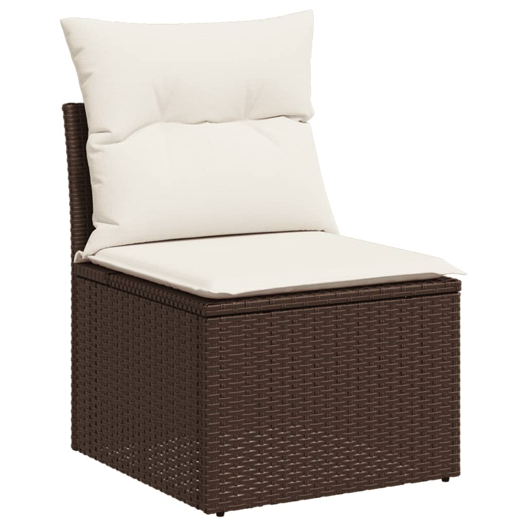 Set Divano da Giardino 6 pz con Cuscini Marrone in Polyrattan