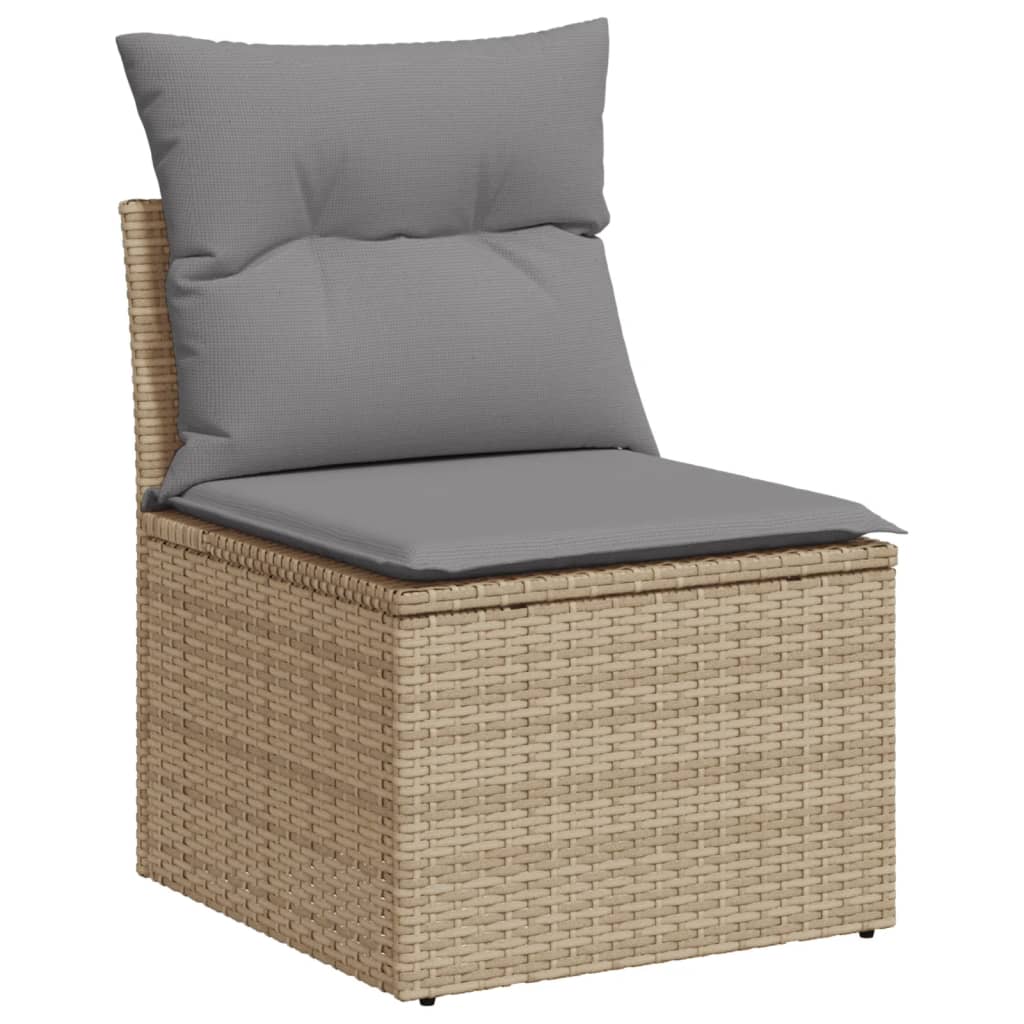 Set Divano da Giardino 6 pz con Cuscini Beige in Polyrattan