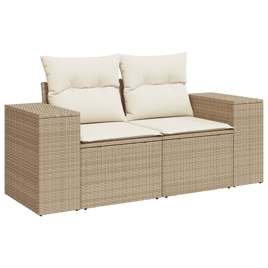 Set Divani da Giardino 7 pz con Cuscini Beige in Polyrattan