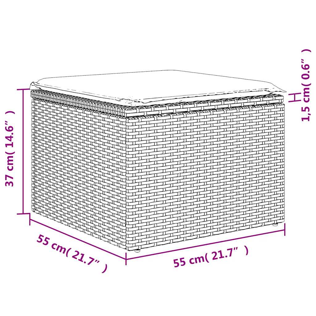 Set Divani da Giardino 7 pz con Cuscini Marrone in Polyrattan