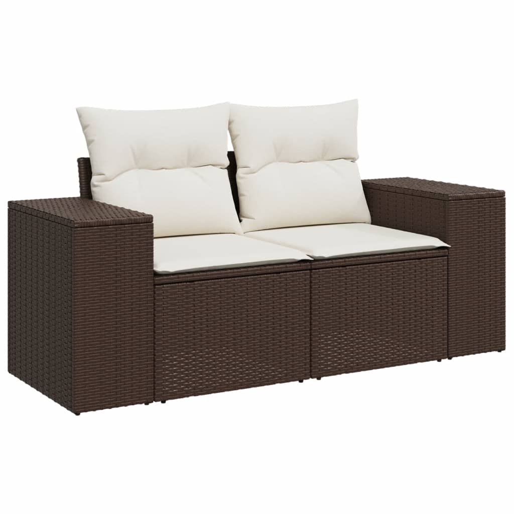 Set Divani da Giardino 8 pz con Cuscini Marrone in Polyrattan