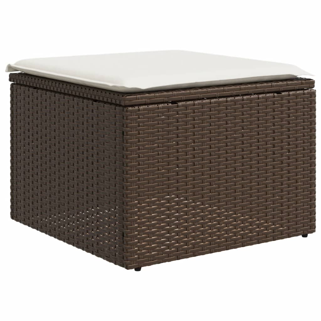 Set Divani da Giardino 7 pz con Cuscini Marrone in Polyrattan