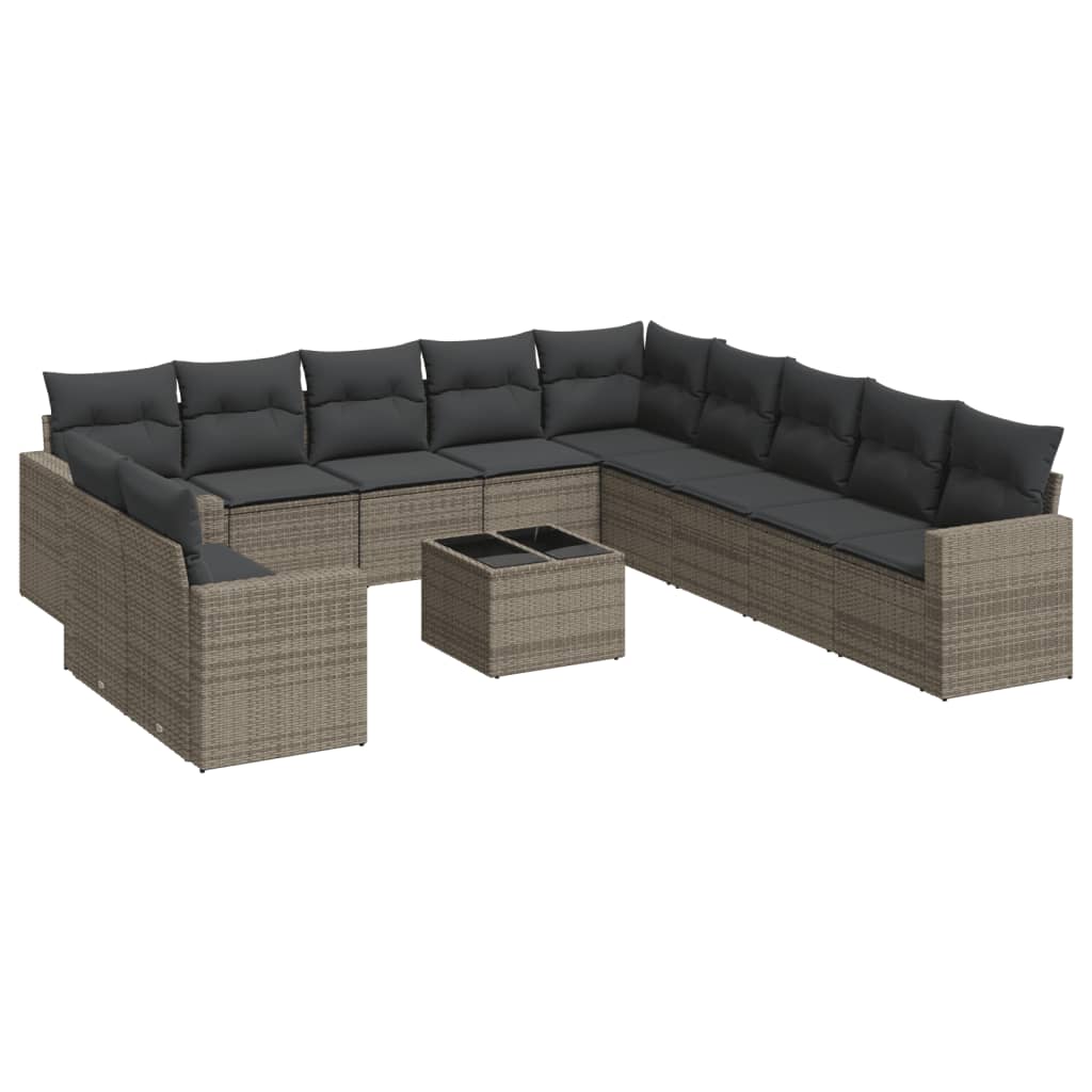 Set Divani da Giardino 12 pz con Cuscini Grigio in Polyrattan