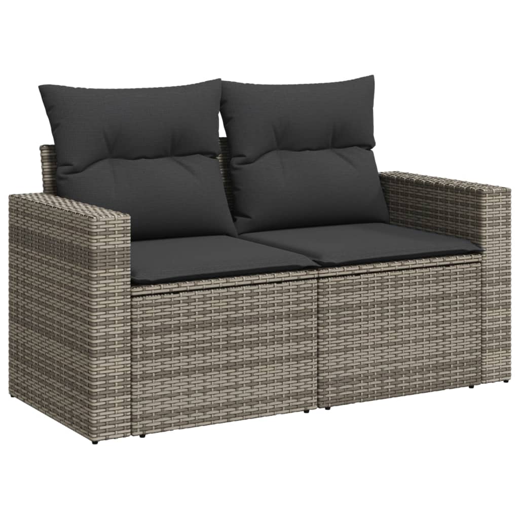 Set Divani da Giardino 11 pz con Cuscini in Polyrattan Grigio