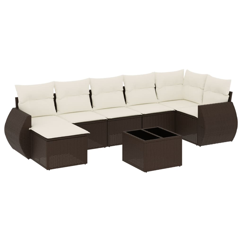 Set Divani da Giardino 8 pz con Cuscini Marrone in Polyrattan