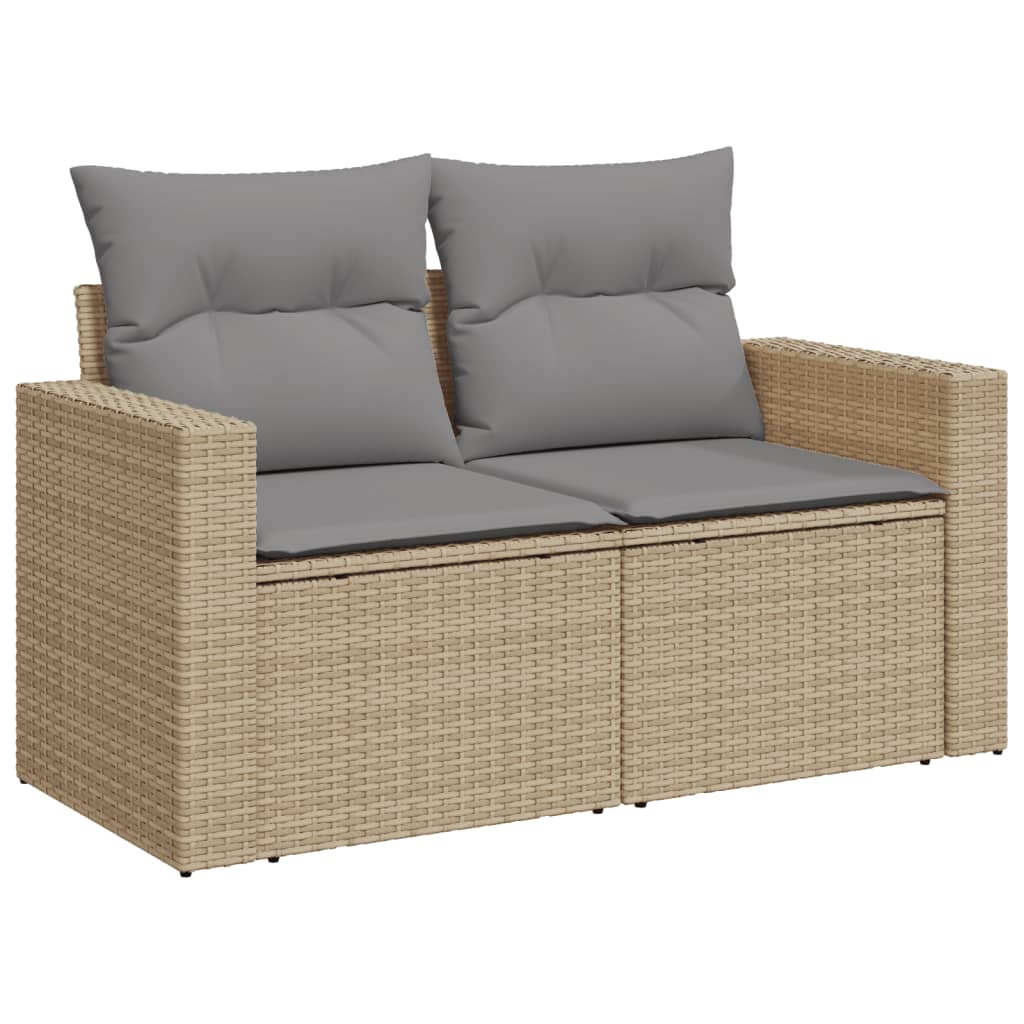 Set Divano da Giardino 8 pz con Cuscini Beige Misto Polyrattan