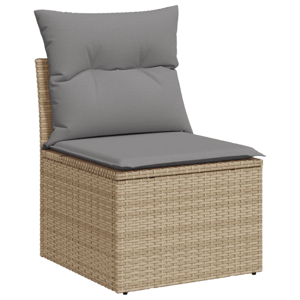 Set Divano da Giardino 9 pz con Cuscini Beige Misto Polyrattan