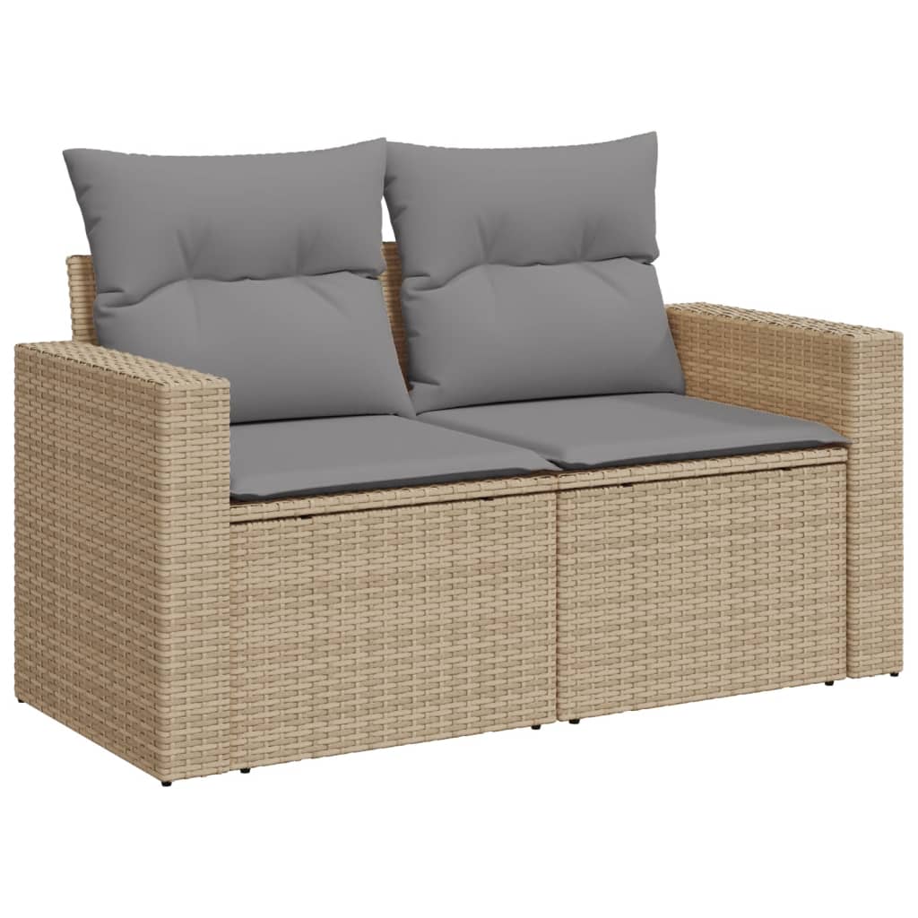 Set Divano da Giardino 9 pz con Cuscini Beige Misto Polyrattan