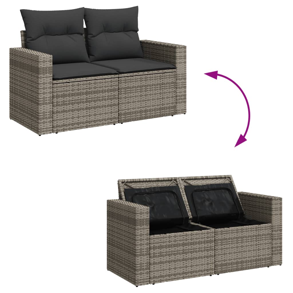 Set Divano da Giardino 6 pz con Cuscini Grigio in Polyrattan