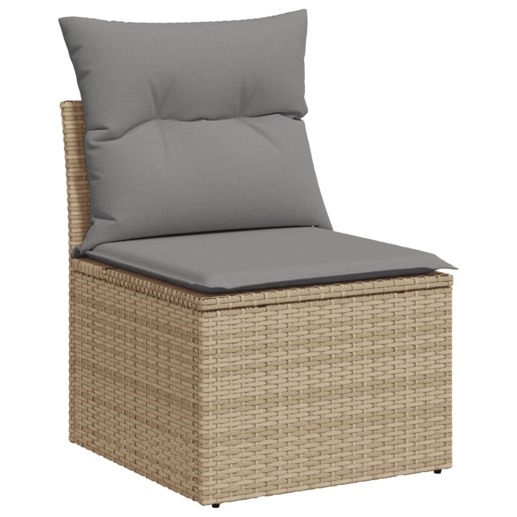 Set Divano da Giardino 8 pz con Cuscini Beige Misto Polyrattan