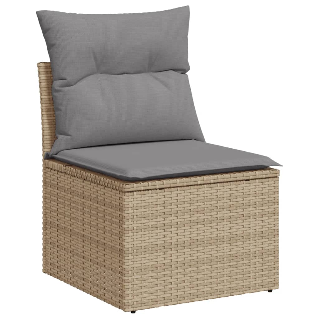 Set Divano da Giardino 10 pz con Cuscini Beige Misto Polyrattan