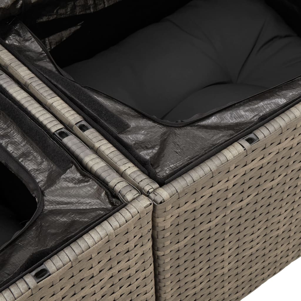 Set Divani da Giardino 11 pz con Cuscini in Polyrattan Grigio