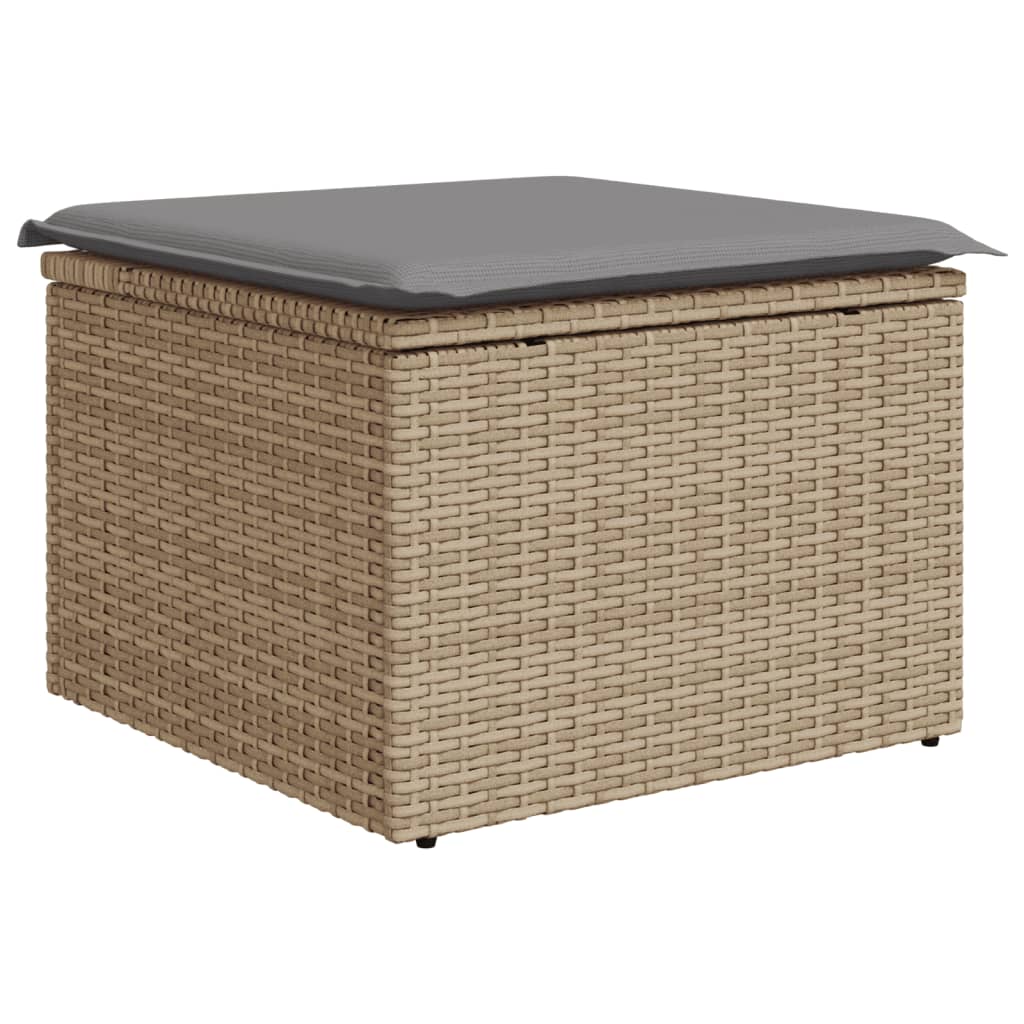 Set Divano da Giardino 11 pz con Cuscini Beige Misto Polyrattan