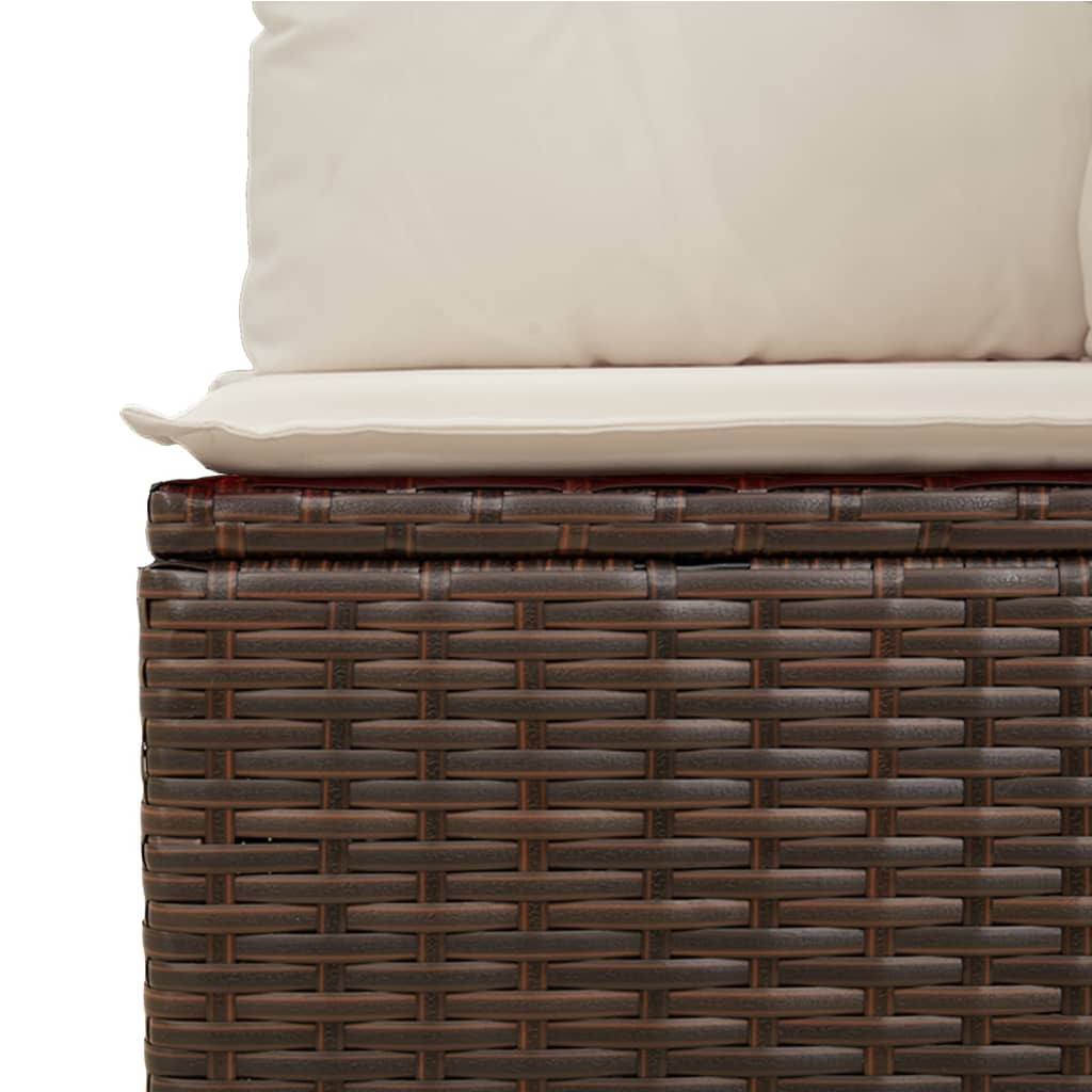 Set Divani da Giardino 11 pz con Cuscini Polyrattan Marrone