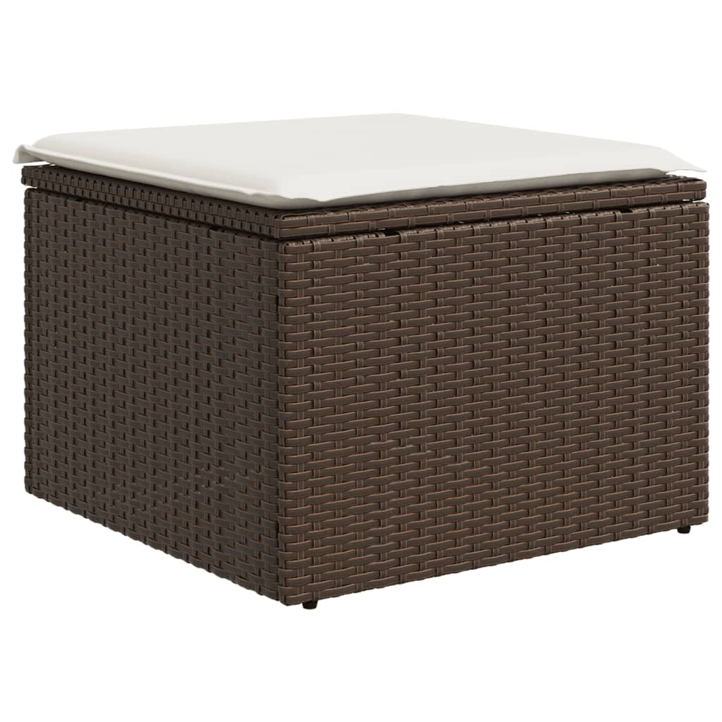 Set Divani da Giardino 7 pz con Cuscini Marrone in Polyrattan