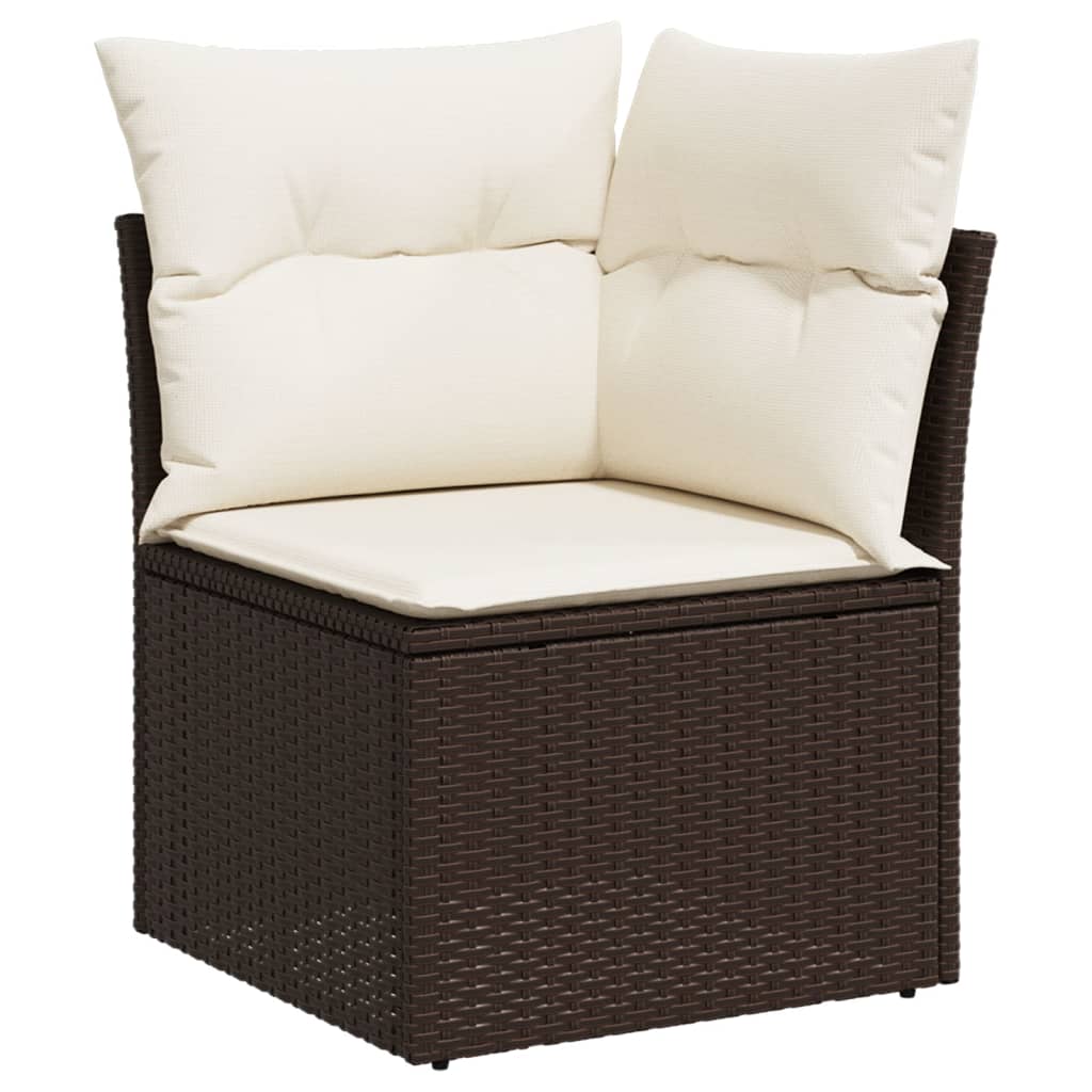 Set Divani da Giardino 8 pz con Cuscini Marrone in Polyrattan