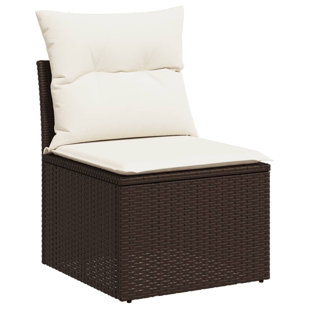 Set Divani da Giardino 8 pz con Cuscini Marrone in Polyrattan