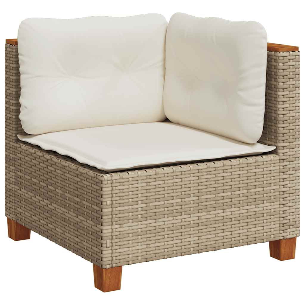 Set Divano da Giardino 5 pz con Cuscini Beige in Polyrattan