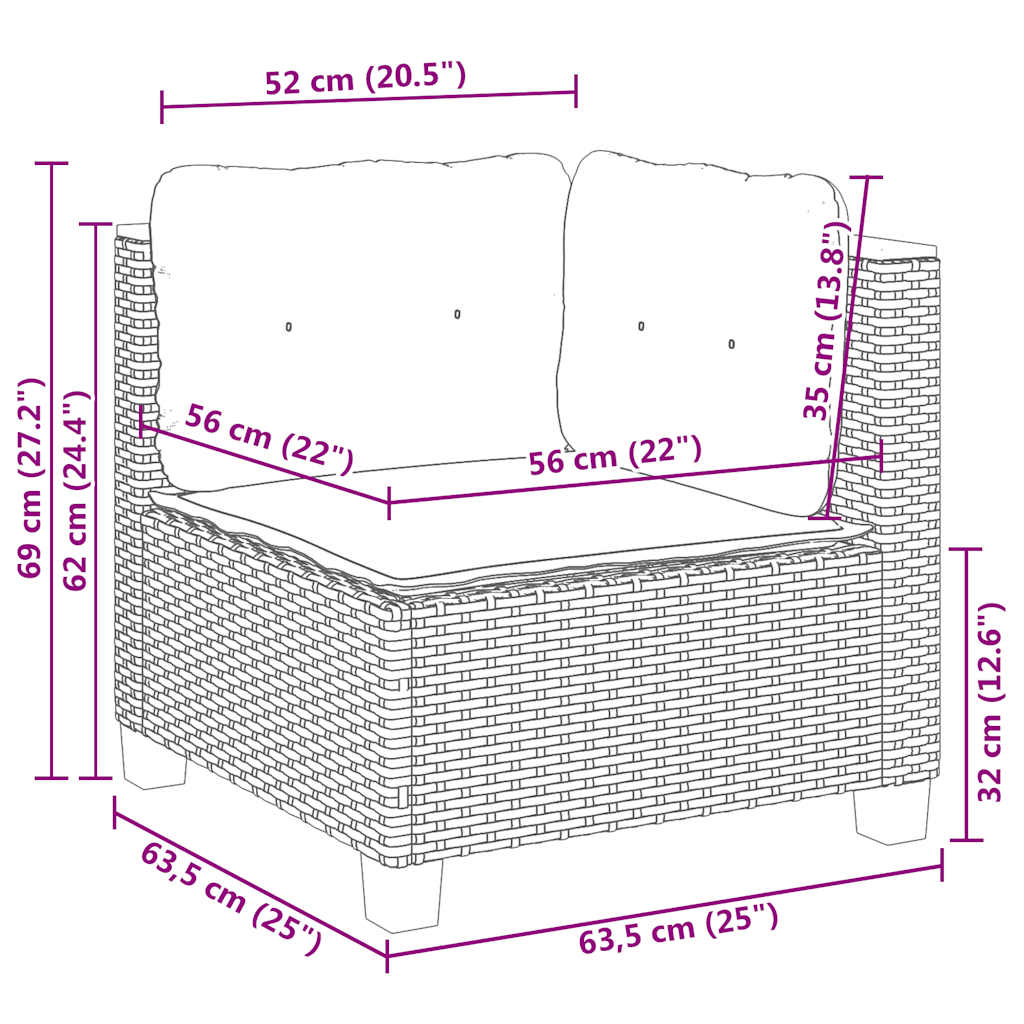 Set Divano da Giardino 5 pz con Cuscini Beige in Polyrattan