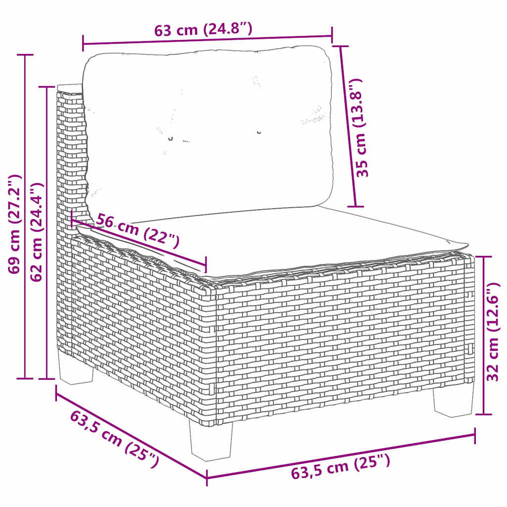 Set Divano da Giardino 8 pz con Cuscini Beige in Polyrattan