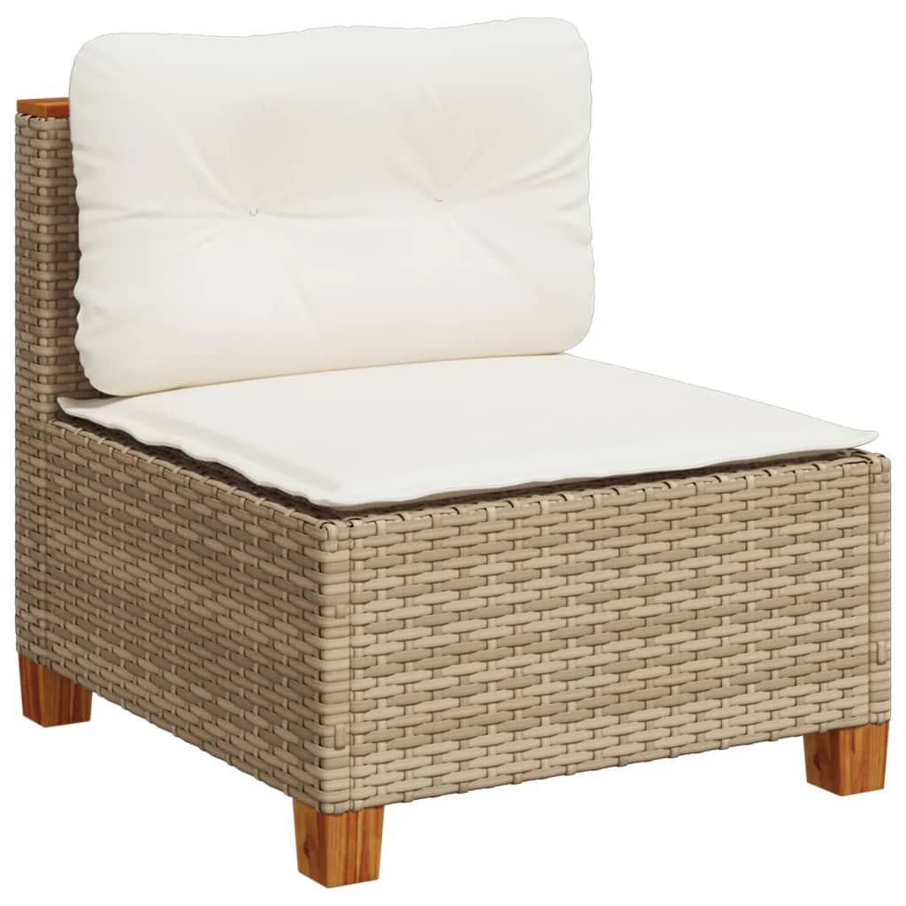 Set Divano da Giardino 4 pz con Cuscini Beige in Polyrattan