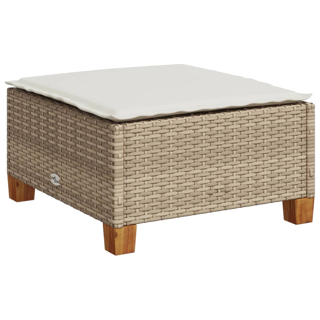 Set Divano da Giardino 4 pz con Cuscini Beige in Polyrattan