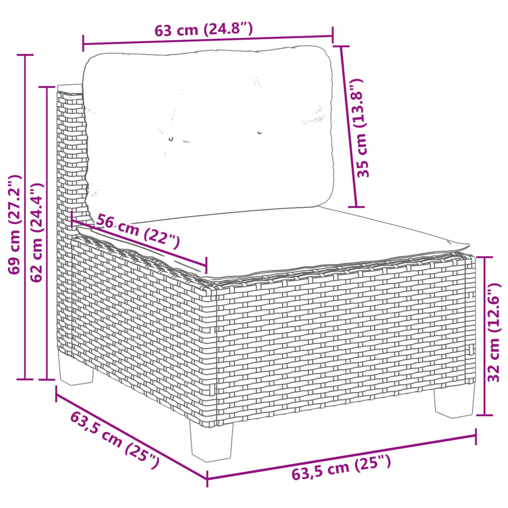 Set Divano da Giardino 4 pz con Cuscini Beige in Polyrattan