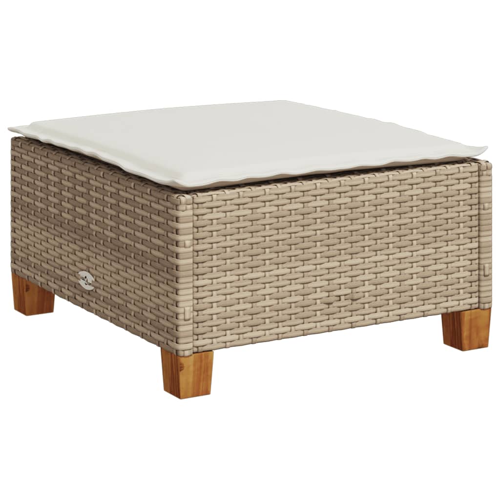 Set Divano da Giardino 5 pz con Cuscini Beige in Polyrattan