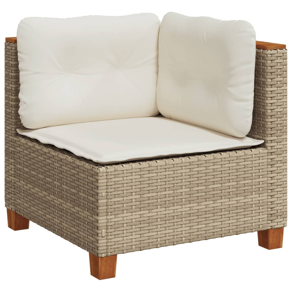 Set Divano da Giardino 4 pz con Cuscini Beige in Polyrattan