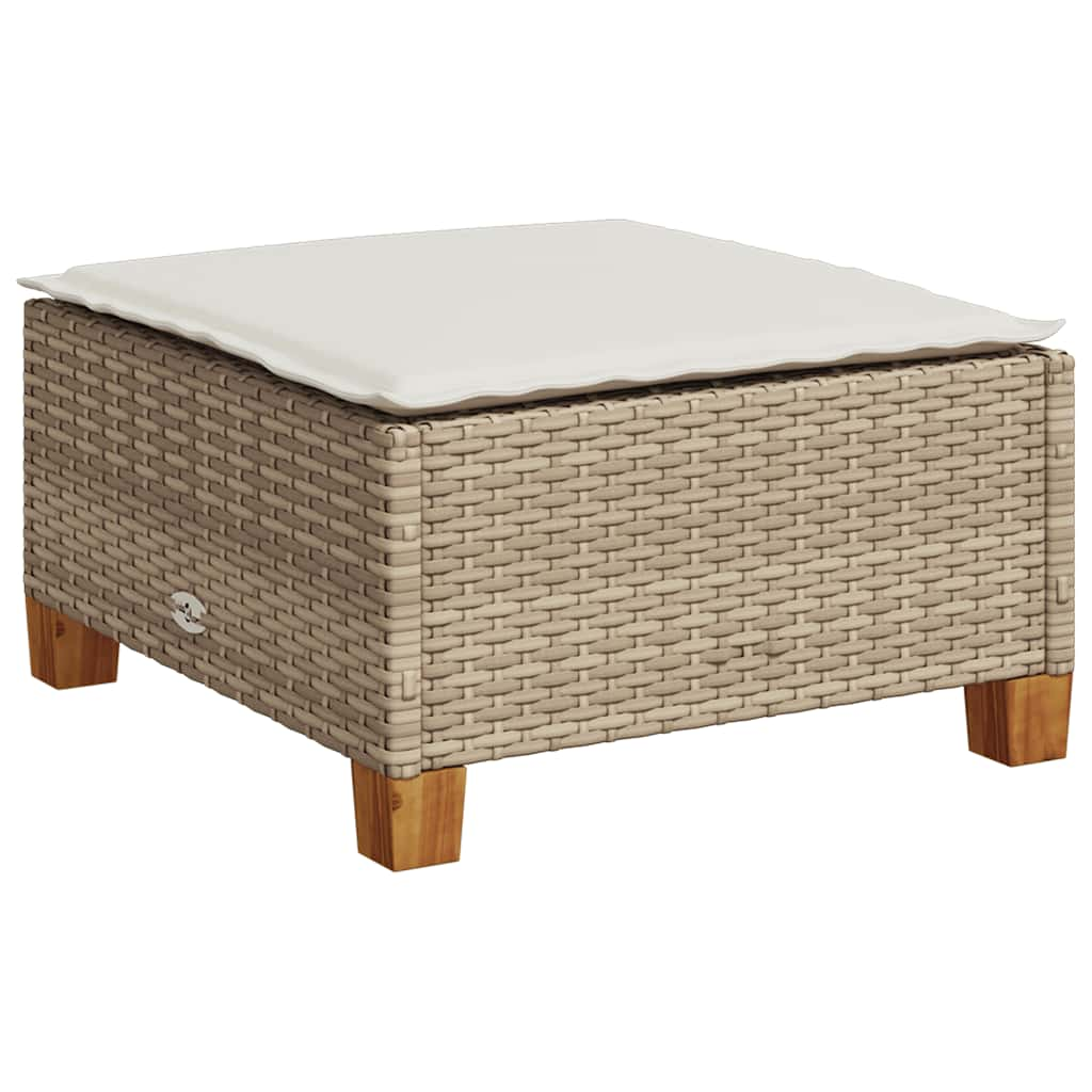 Set Divani da Giardino 7 pz con Cuscini Beige in Polyrattan