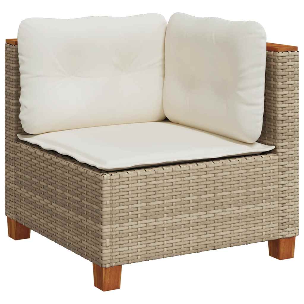 Set Divano da Giardino 10 pz con Cuscini Beige in Polyrattan