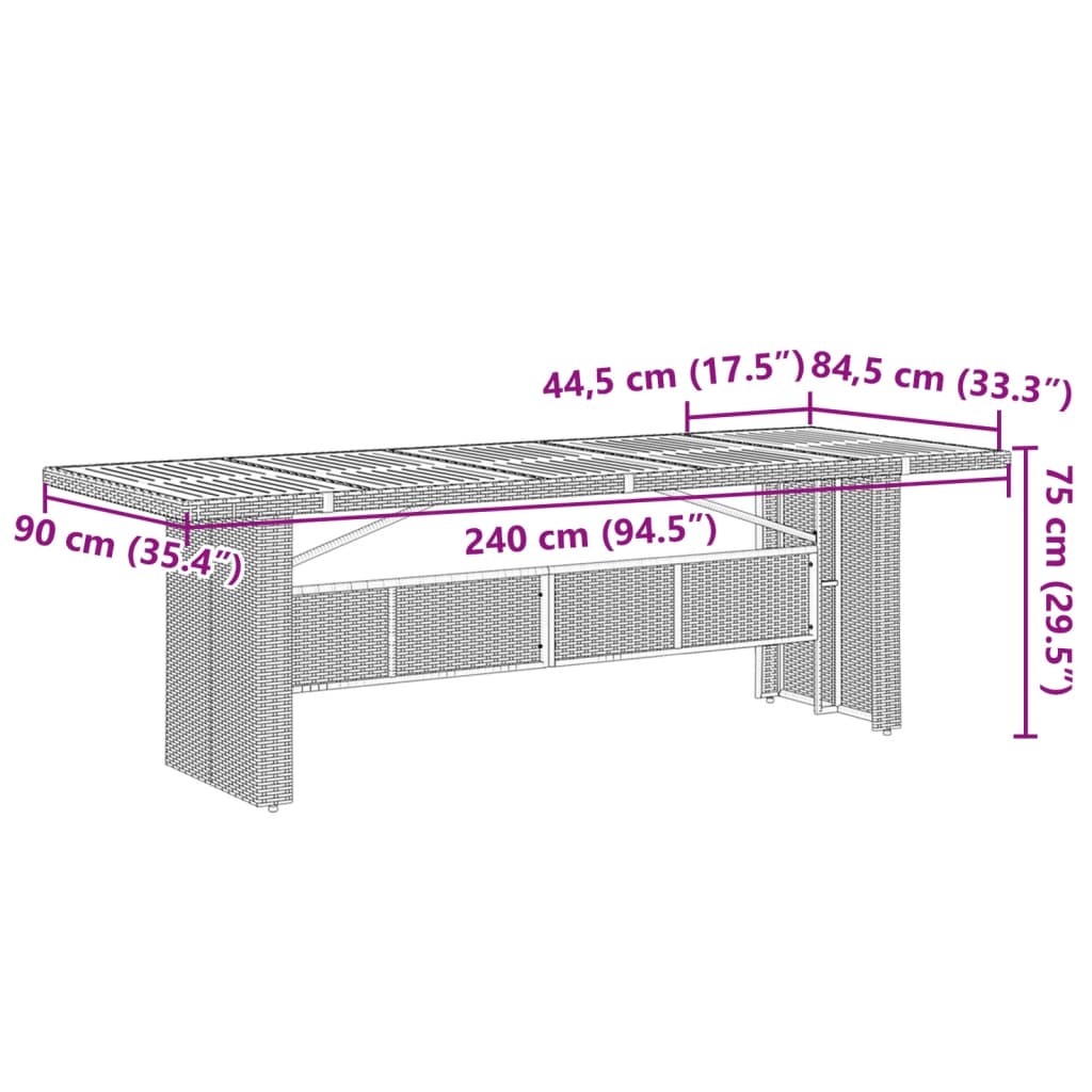 Set da Pranzo da Giardino 11pz con Cuscini in Polyrattan Grigio