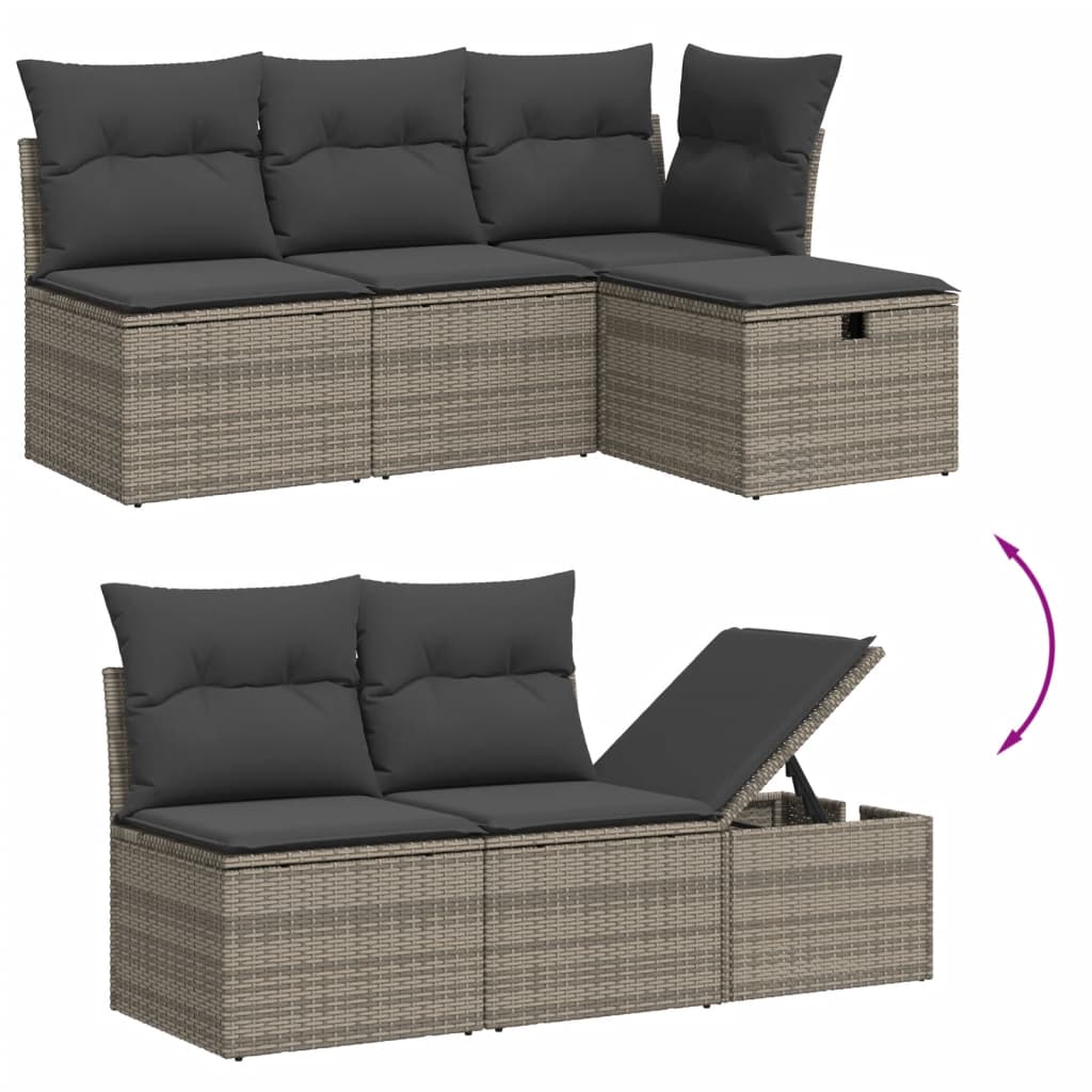 Set Divani da Giardino 11 pz con Cuscini in Polyrattan Grigio